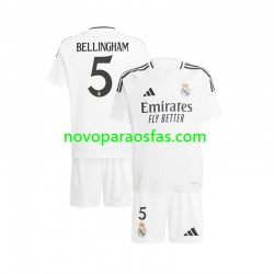 Camisolas Real Madrid Jude Bellingham 5 Criança Casa 2024-2025 Manga Curta