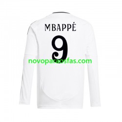 Camisolas Real Madrid Mbappé Kylian 9 Homem Casa 2024-2025 Manga Comprida