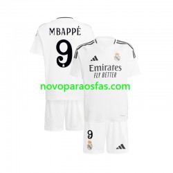 Camisolas Real Madrid Mbappé Kylian 9 Criança Casa 2024-2025 Manga Curta