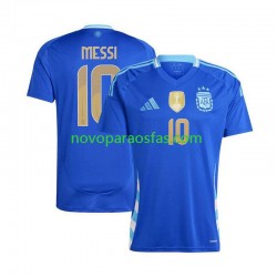 Camisolas Argentina Lionel Messi 10 Copa America Homem Visitante 2024 Manga Curta