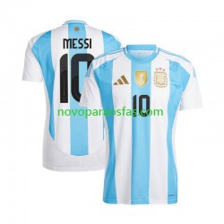Camisolas Argentina Lionel Messi 10 Copa America Homem Casa 2024 Manga Curta