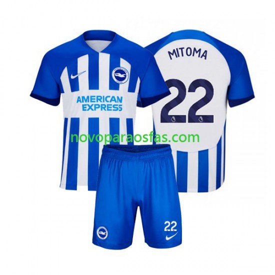 Camisolas Brighton & Hove Albion Mitoma 22 Criança Casa 2023-2024 Manga Curta