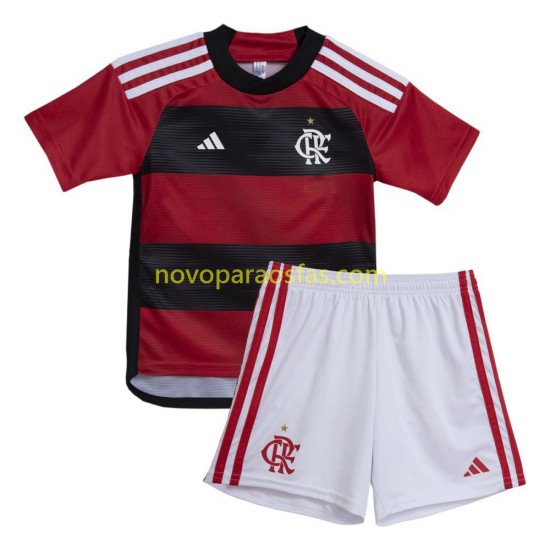 Camisolas CR Flamengo Criança Casa 2023-2024 Manga Curta