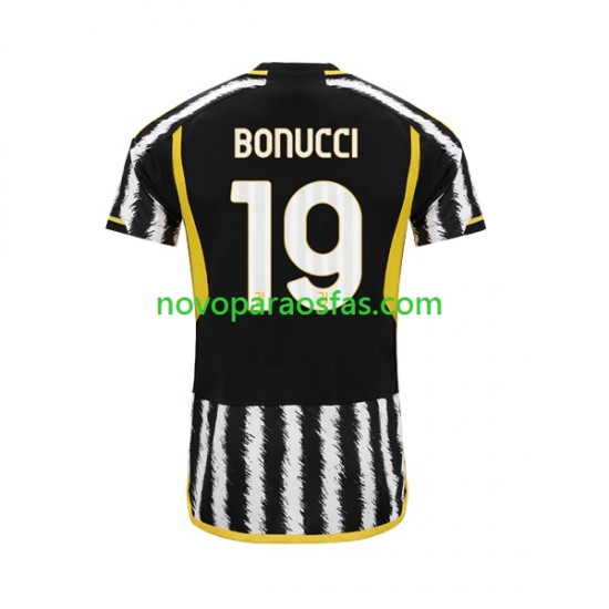 Camisolas Juventus Leonardo Bonucci 19 Homem Casa 2023-2024 Manga Curta