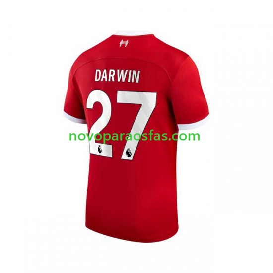 Camisolas Liverpool Darwin Nunez 27 Homem Casa 2023-2024 Manga Curta