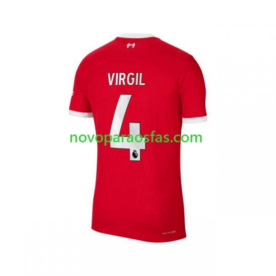 Camisolas Liverpool Virgil van Dijk 4 Homem Casa 2023-2024 Manga Curta