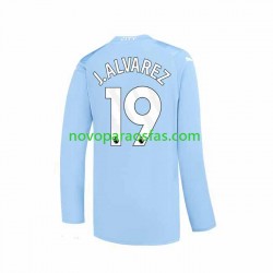 Camisolas Manchester City J. ALVAREZ 19 Homem Casa 2023-2024 Manga Comprida