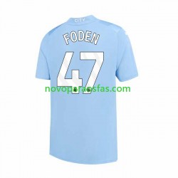 Camisolas Manchester City Phil Foden 47 Homem Casa 2023-2024 Manga Curta