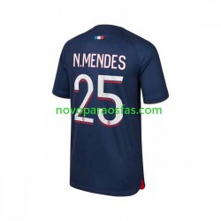 Camisolas Paris Saint-Germain N.Mendes 25 Homem Casa 2023-2024 Manga Curta