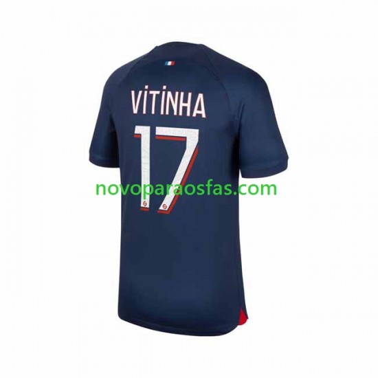 Camisolas Paris Saint-Germain Vitinha 17 Homem Casa 2023-2024 Manga Curta