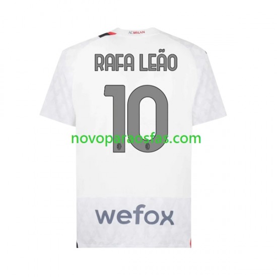 Camisolas AC Milan Rafael Leao 10 Homem Visitante 2023-2024 Manga Curta