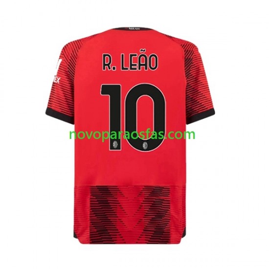 Camisolas AC Milan Rafael Leao 10 Homem Casa 2023-2024 Manga Curta