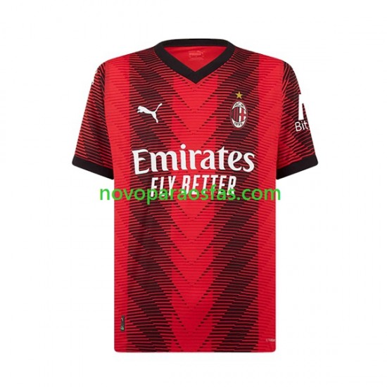 Camisolas AC Milan Rafael Leao 10 Homem Casa 2023-2024 Manga Curta