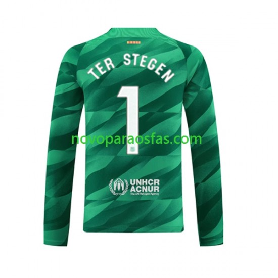 Camisolas FC Barcelona Ter Stegen 1 Guarda-redes Homem Casa 2023-2024 Manga Comprida