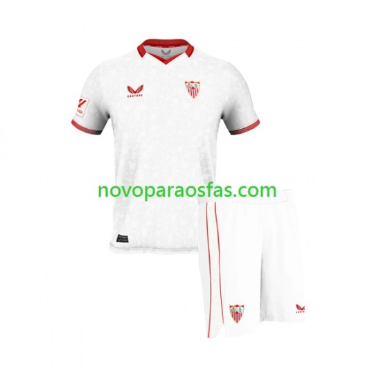 Camisolas Sevilla FC Criança Casa 2023-2024 Manga Curta