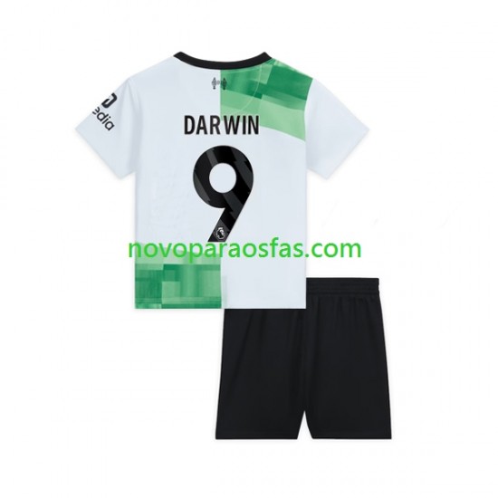 Camisolas Liverpool Darwin Nunez 9 Criança Visitante 2023-2024 Manga Curta