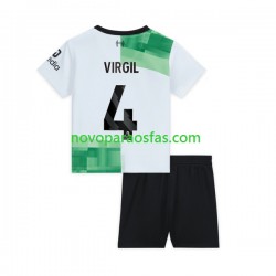 Camisolas Liverpool Virgil van Dijk 4 Criança Visitante 2023-2024 Manga Curta