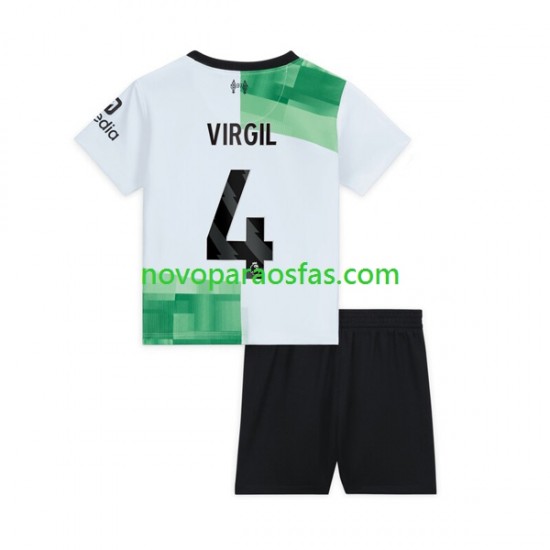 Camisolas Liverpool Virgil van Dijk 4 Criança Visitante 2023-2024 Manga Curta