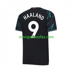 Camisolas Manchester City Erling Haaland 9 Homem Alternativo 2023-2024 Manga Curta