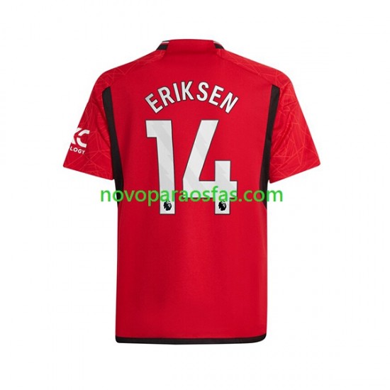 Camisolas Manchester United Eriksen 14 Homem Casa 2023-2024 Manga Curta