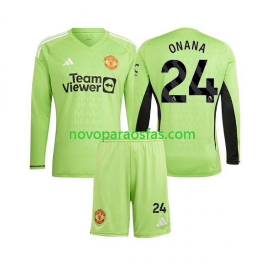 Camisolas Manchester United Andre Onana 24 Guarda-redes Criança Casa 2023-2024 Manga Comprida