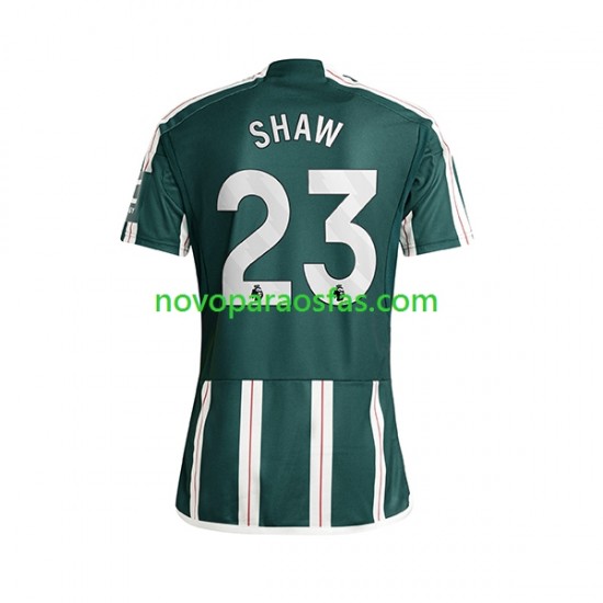Camisolas Manchester United Luke Shaw 23 Homem Visitante 2023-2024 Manga Curta