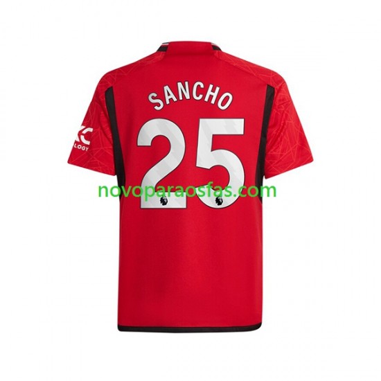 Camisolas Manchester United Sancho 25 Homem Casa 2023-2024 Manga Curta