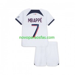 Camisolas Paris Saint-Germain Mbappé Kylian 7 Criança Visitante 2023-2024 Manga Curta