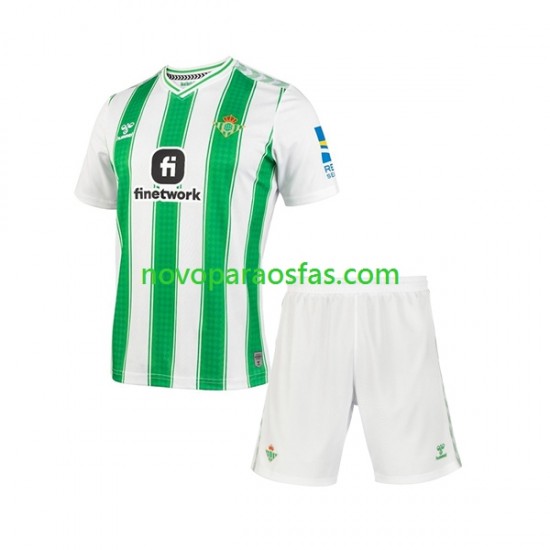 Camisolas Real Betis Criança Casa 2023-2024 Manga Curta