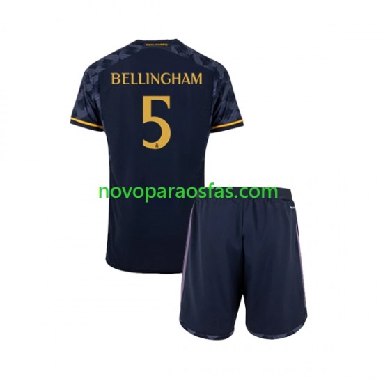 Camisolas Real Madrid Jude Bellingham 5 Criança Visitante 2023-2024 Manga Curta