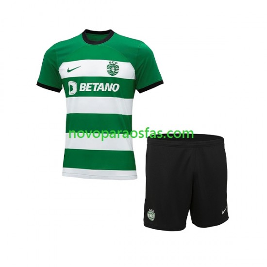 Camisolas Sporting CP Criança Casa 2023-2024 Manga Curta