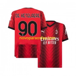 Camisolas AC Milan Charles De Ketelaere 90 Homem Casa 2023-2024 Manga Curta