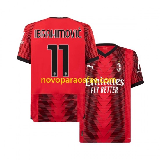 Camisolas AC Milan Ibrahimović 11 Homem Casa 2023-2024 Manga Curta