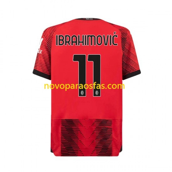Camisolas AC Milan Ibrahimović 11 Homem Casa 2023-2024 Manga Curta