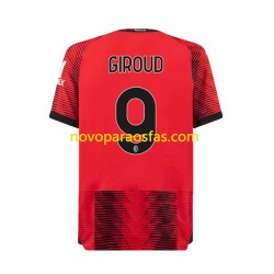 Camisolas AC Milan Olivier Giroud 9 Homem Casa 2023-2024 Manga Curta