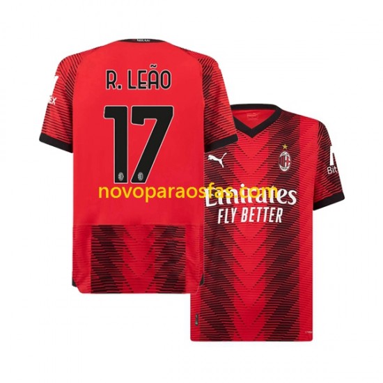 Camisolas AC Milan Rafael Leao 17 Homem Casa 2023-2024 Manga Curta