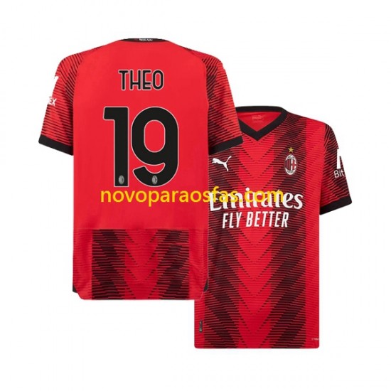 Camisolas AC Milan Theo Hernandez 19 Homem Casa 2023-2024 Manga Curta