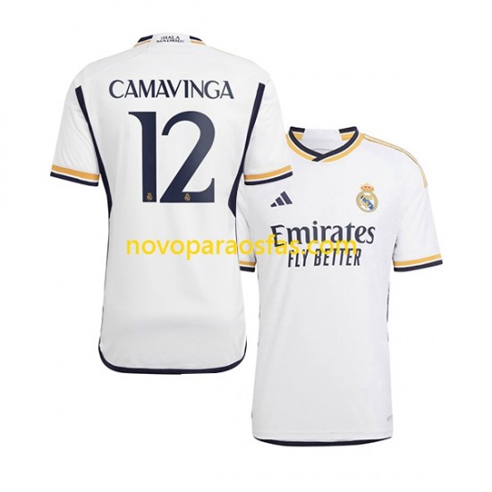 Camisolas Real Madrid Camavinga 12 Homem Casa 2023-2024 Manga Curta