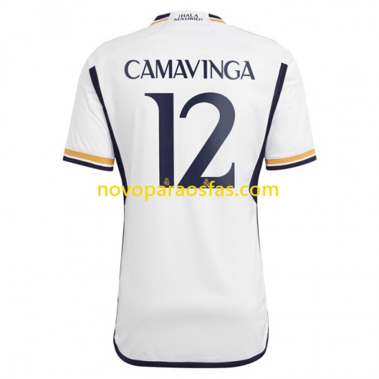 Camisolas Real Madrid Camavinga 12 Homem Casa 2023-2024 Manga Curta