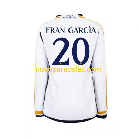 Camisolas Real Madrid Fran Garcia 20 Homem Casa 2023-2024 Manga Comprida