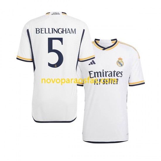 Camisolas Real Madrid Jude Bellingham 5 Homem Casa 2023-2024 Manga Curta