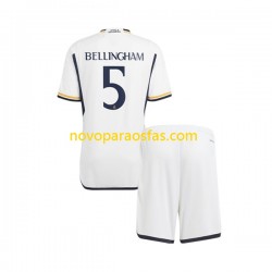 Camisolas Real Madrid Jude Bellingham 5 Criança Casa 2023-2024 Manga Curta