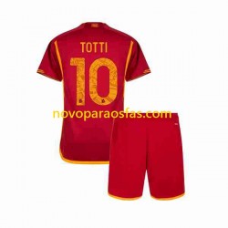 Camisolas AS Roma Totti 10 Criança Casa 2023-2024 Manga Curta