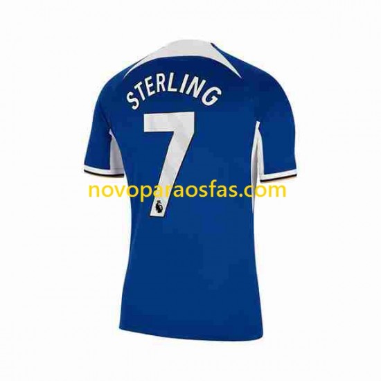 Camisolas Chelsea Raheem Sterling 7 Homem Casa 2023-2024 Manga Curta