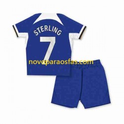 Camisolas Chelsea Raheem Sterling 7 Criança Casa 2023-2024 Manga Curta