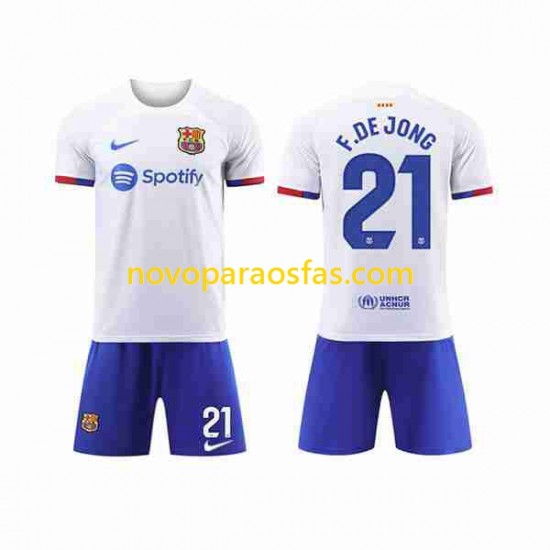 Camisolas FC Barcelona Frenkie de Jong 21 Criança Visitante 2023-2024 Manga Curta