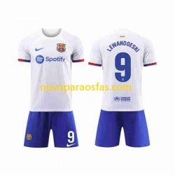 Camisolas FC Barcelona LEWANDOWSKI 9 Criança Visitante 2023-2024 Manga Curta