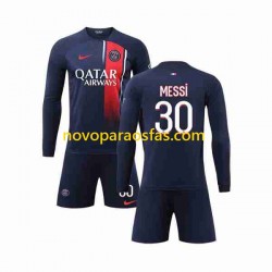 Camisolas Paris Saint-Germain Lionel Messi 30 Criança Casa 2023-2024 Manga Comprida