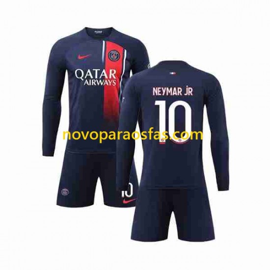 Camisolas Paris Saint-Germain Neymar Jr 10 Criança Casa 2023-2024 Manga Comprida