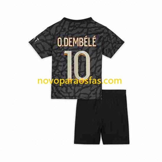 Camisolas Paris Saint-Germain O.Dembele 10 Criança Alternativo 2023-2024 Manga Curta
